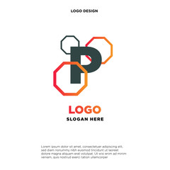 the letter logo P. with the shape of a hexagon.template modern.isolated white. business logos, for companies and graphic design. illustration vector
