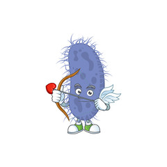Charming picture of salmonella typhi Cupid mascot design concept with arrow and wings