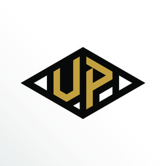 Initial Letter VP Geometric Abstract Diamond Shape Logo Design