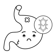 stomach and virus cartoon line style icon vector design
