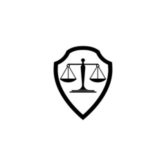 Law firm and shield Icon. Shield Justice icon isolated on white background