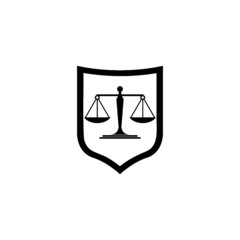 Law firm and shield Icon. Shield Justice icon isolated on white background