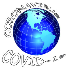 Representation of a global virus pandemic engulfing the planet isolated on white background 