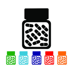 Medicine bottle icon. vector illustration. Medical silhouette icon. a Jar of pills silhouette icon. Hospital silhouette icon