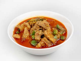 Panang Curry with Pork on white background, thai food