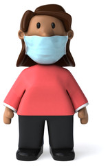 3D Illustration of a woman with a mask