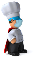 3D Illustration of a chef with a mask