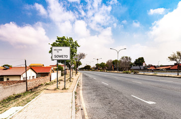 Soweto Townships town sign in Johannesburg, South Africa - obrazy, fototapety, plakaty