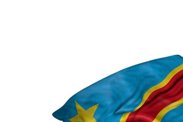 nice any celebration flag 3d illustration. - Democratic Republic of Congo flag with big folds lying in bottom right corner isolated on white