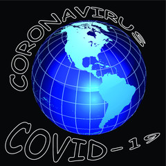 Representation of a global virus pandemic engulfing the planet isolated on black background 