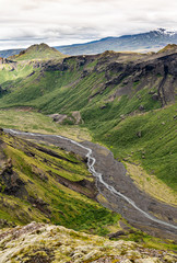 Breathtaking view from a hill next to Eyjafjallajokull (Iceland)