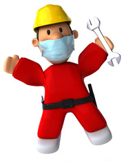 Fototapeta premium 3D Illustration of a worker with a mask