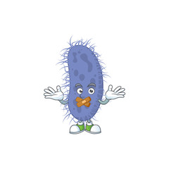 Salmonella typhi mascot cartoon design with quiet finger gesture