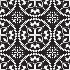 Seamless African Design Pattern in Black for Fabric and Textile Print