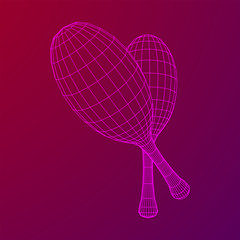 Pair of maracas. Connection structure. Vector low poly wireframe mesh illustration