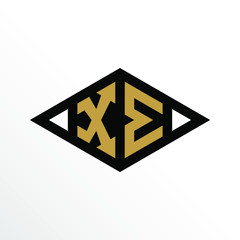 Initial Letter XE Geometric Abstract Diamond Shape Logo Design