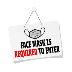 Face mask is required to enter door sign hanging