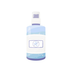 Antiseptic spray cartoon vector illustration. Disinfection product in plastic container flat color object. Virus protection. Sanitizer gel, antibacterial agent in bottle isolated on white background