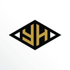 Initial Letter YH Geometric Abstract Diamond Shape Logo Design