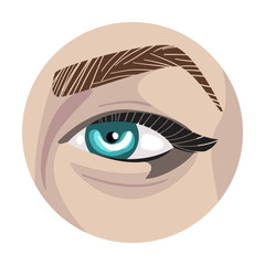 Female Eye in the Circle, Part of Human Face Vector Illustration