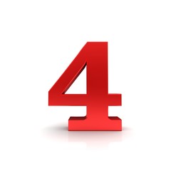 4 number four red sign 3d