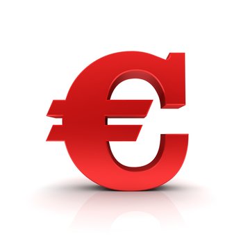 EURO sign 3d red symbol sale icon eu currency graphic