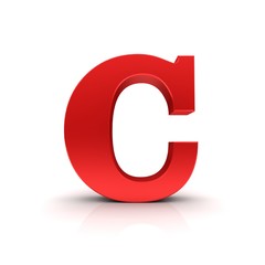 C letter red sign 3d