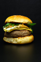 Tasty hearty fast food close-up, not healthy food