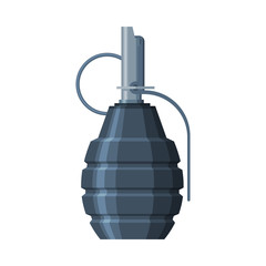 Combat Lemon Shaped Hand Grenade, Vintage Military Army Weapon Flat Vector Illustration