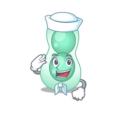 Sailor cartoon character of serratia marcescens with white hat