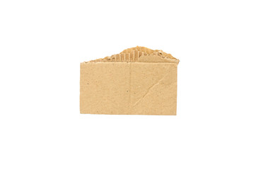 Recycled paper craft stick on a white background. Brown paper torn or ripped pieces of paper isolated on white background with clipping path.