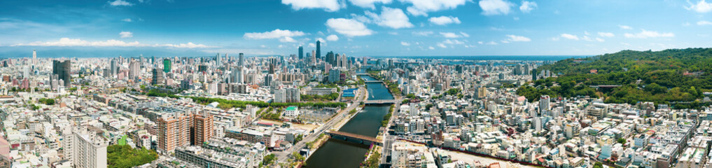 Obraz na płótnie Canvas Aerial view of love river and kaohsiung city. Taiwan