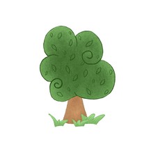 Digital illustration. Large bitmap image. Green Tree