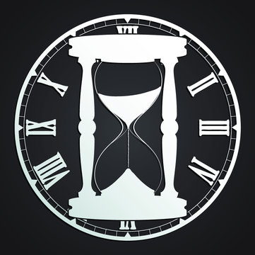 recommend clip art: sand glass on roman clock /time symbol /silhouette vector illustration