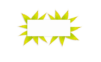 Colorful leaf frame with white blank paper square isolated on background