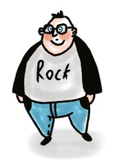 cute fat surprised man in glasses standing isolated on white