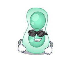 Cool serratia marcescens cartoon character wearing expensive black glasses