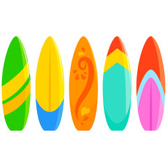 Surfboards on white background. Vector illustration