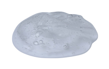 Sample of transparent cosmetic gel on white background