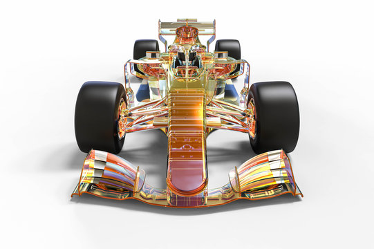 3D render image representing an x-ray of a race car