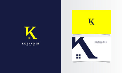 K Real Estate Logo Mark with business card template design for branding identity