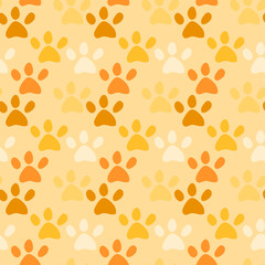 Vector seamless pattern with cat or dog,kitten or puppy footprints. Can be used for wallpaper,fabric, web page background, surface textures.