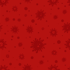 Different Kinds of Corona Viruses. Bacteria Biology Organisms Seamless Pattern. Virus Infection Coronavirus Epidemic Sick. Medical Genetics Bacteriological Microorganism. Flat Vector red Illustration