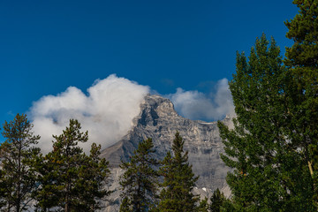 Lake Minnewanka nature scenery inside Banff National Park, Alberta, Canada