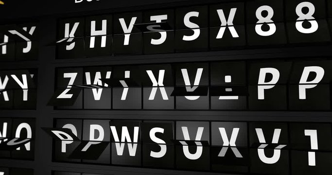 3D generated animation, analog flight information display board with the arrival city of  Athens, 4 different animations