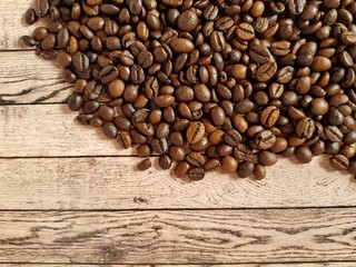 Coffee beans on the table.