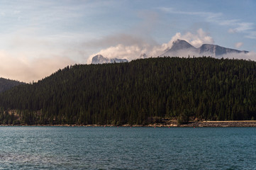 Lake Minnewanka nature scenery inside Banff National Park, Alberta, Canada