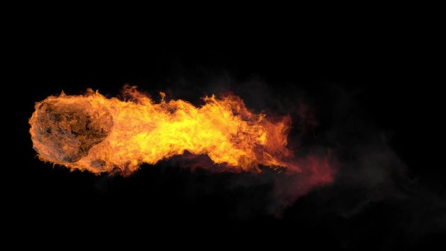 Asteroid, comet, meteorite glows, enters the earth's atmosphere. Attack of the meteorite. Meteor Rain. Comet tail. End of the world. Alpha channel.