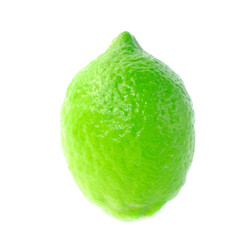 Closeup Fresh lime and citrus-fruit of lime slices with green leaf isolated on white background