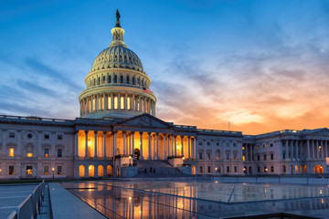 US Capitol building at sunset, Washington DC, USA. - obrazy, fototapety, plakaty